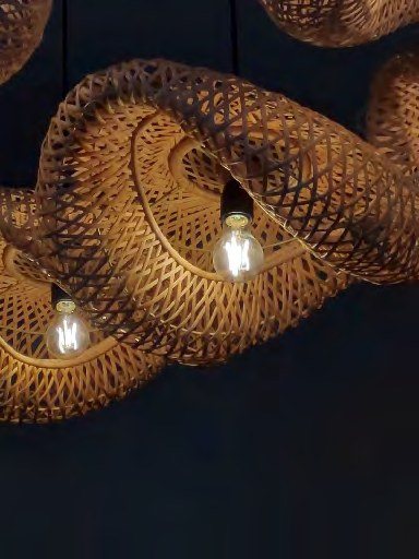 Woven bamboo pendant lights