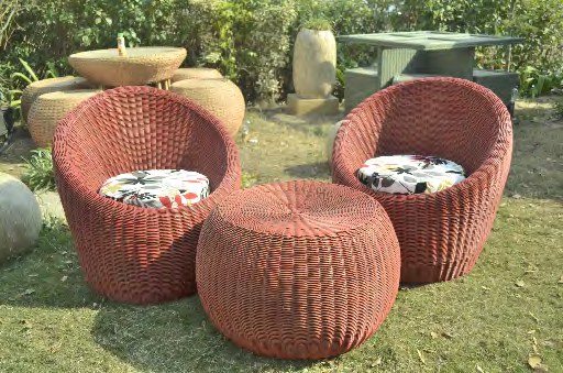Woven outdoor seating made by Green East